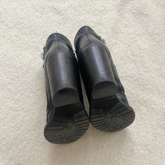 Vintage AllSaints Black Leather Block Heel Boots - Picture 3 of 3